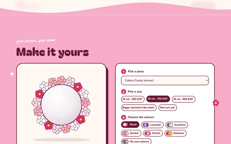 The “Make it yours” page on the Éclora site